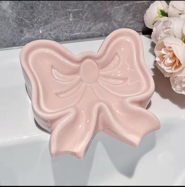 Porta Saponetta Fiocco in Ceramica Rosa - Elegante e Raffinato